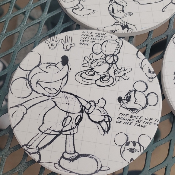 Classic Character Sketch Coasters Set - Black and White - Picture 2 of 9